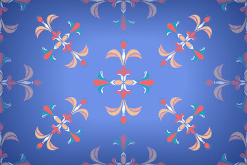 Uzbek ikat silk fabric pattern, motif ethnic indigo blue and white colors. Tite repit pattern.