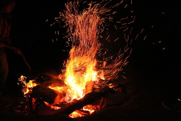Various views of a campfire