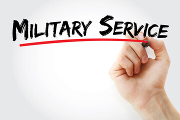 Military Service text with marker, concept background