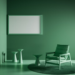 3D render illustration of green room interior