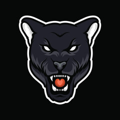 Black panther mascot head logo design.