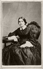 Older Woman Sitting 1860s Civil War Era Carte De Vista CDV antique photo - obrazy, fototapety, plakaty