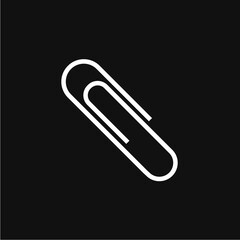 White paper clip icon isolated on black background