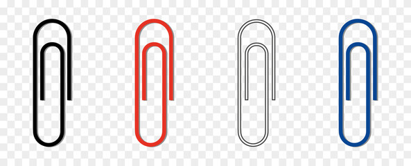 Clip. A set of paper clips. Isolated icons on transparent background