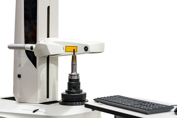 cutting tools for cnc machining center prepare for inspection dimension shape appearance runout etc by high technology & precision universal tool presetter machine isolated + clipping path