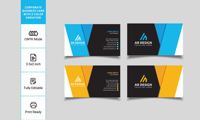 Multipurpose Corporate Business Card Design Template-Color Blue and Orange