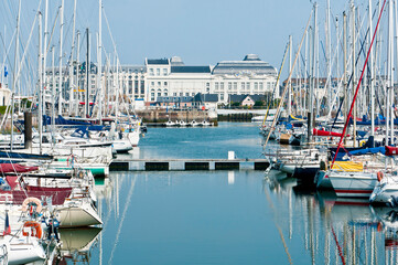 Port and casino at Deauville, calvados, Normandy, France - obrazy, fototapety, plakaty