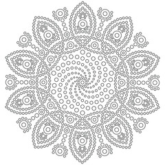Dot mandala black and white vector illustration