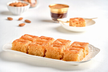 Middle eastern semolina sweets basbousa , namoora, hareesa