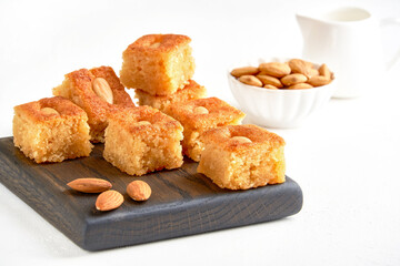 Middle eastern semolina sweets basbousa , namoora, hareesa