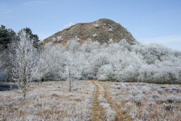 Winter in Central Bohemian Uplands, Czech Republic. Frozen landscape. Central Bohemian Highlands....