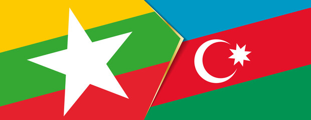 Myanmar and Azerbaijan flags, two vector flags.