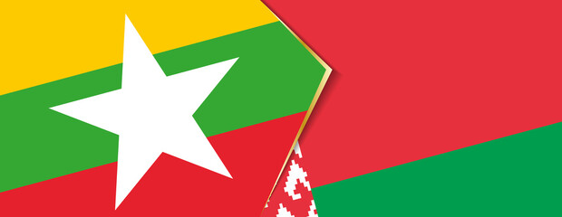 Myanmar and Belarus flags, two vector flags.