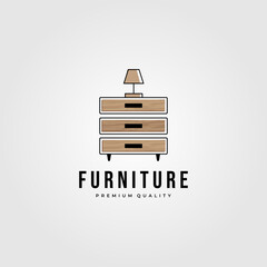 drawer furniture hardwood logo vector illustration design, furniture minimalist logo design