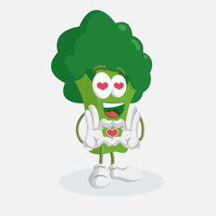 broccoli vegetable mascot in cute pose