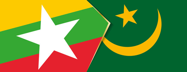 Myanmar and Mauritania flags, two vector flags.