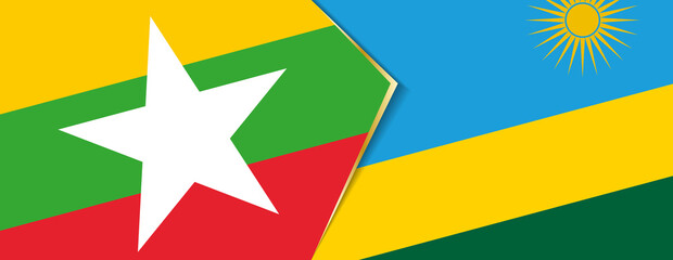 Myanmar and Rwanda flags, two vector flags.