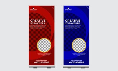 The roll-up banner, modern abstract design for advertising 