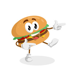 mascot burger cute pose