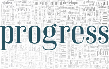 Fototapeta premium Progress vector illustration word cloud isolated on a white background.