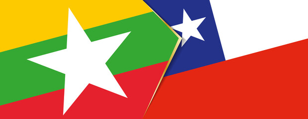 Myanmar and Chile flags, two vector flags.