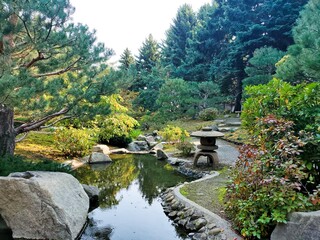 japanese garden with bridge