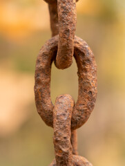 Closeup of rusty chain links