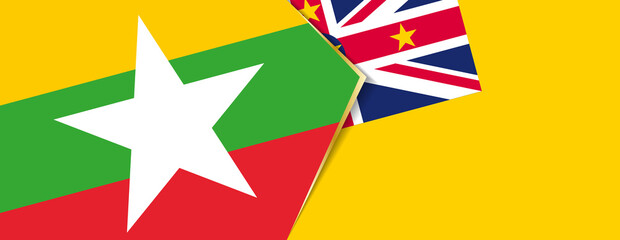 Myanmar and Niue flags, two vector flags.