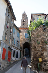 Fototapeta na wymiar Tourist and cathedral of Le Puy en Velay in Auvergne in France