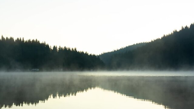 Morning evaporation from Shiroka Polyana dam, Timelapse