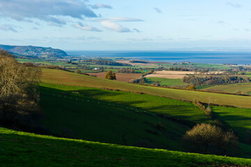 View towards Minehead and Exmoor near the village of Roadwater, Somerset 