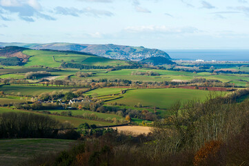 Fototapeta na wymiar View towards Minehead and Exmoor near the village of Roadwater, Somerset 