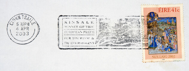 Briefmarke stamp gestempelt used frankiert cancel vintage retro alt old gebraucht slogan werbung...