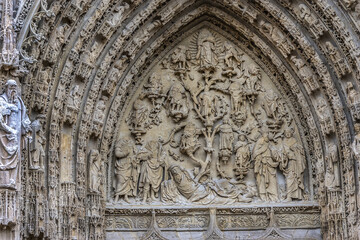 Fragment of (Cathedrale de Notre-Dame, 1202 - 1880). Rouen in northern France on River Seine -...
