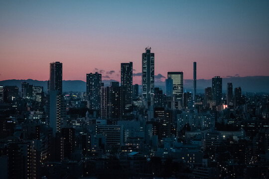 sunset over city, Bunkyo, Ikebukuro, Japan