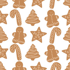 Seamless vector colorful pattern illustration of traditional ginger bread figures