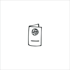 Hand-drawn passport. Doodle isolated on white background.
Vector illustration.