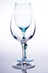 
two different glasses on white background.