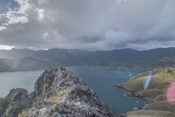 vue de la baie de taiohae - nuku hiva - iles marquises - polynesie francaise