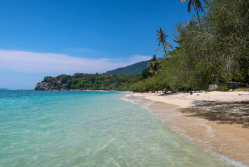 Fototapeta na wymiar Paradise: virgin tropical Leelah beach in Koh Phangan, Thailand, Asia