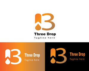 This logo is a combination of the drop and the number 3.