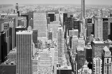 Black and white picture of New York cityscape, USA. - 389068545