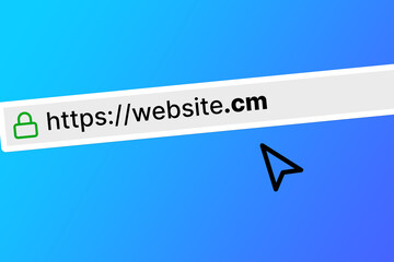 url browser bar with a website with a cm domain - obrazy, fototapety, plakaty