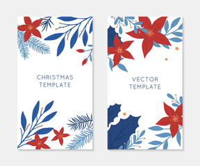 Set of Christmas and Happy New Year insta story templates.Holiday ad and promo concepts.Modern vector layouts.Xmas trendy design for social media marketing,digital post,prints,banners.