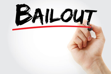 Bailout text with marker, concept background