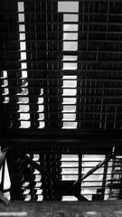 black and white photos in summer pedestrian bridge different viewing angles