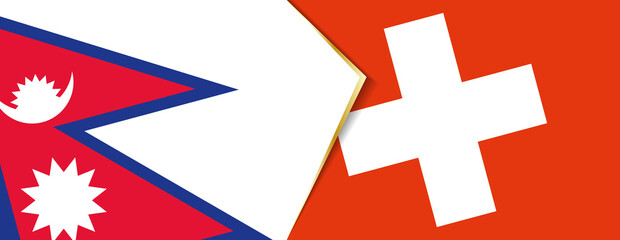 Nepal and Switzerland flags, two vector flags.