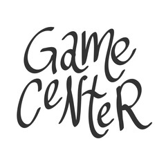 Game Center. Sticker quote for decoration design. Graphic element vector background illustration text. Quote box icon. Fashion print.