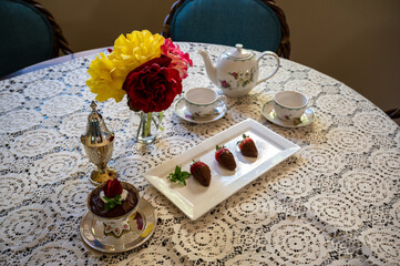 Tea time or wedding banquet decorative table setting