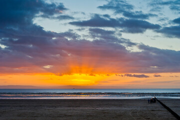 Sunset at Brean Beach, near Weston-Super-Mare, Somerset